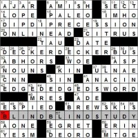 Los Angeles Times crossword puzzle solutions, 11 3 11