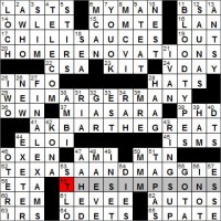 Los Angeles Times crossword puzzle solutions, 12 15 11