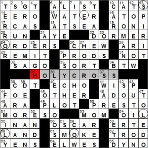 Los Angeles Times crossword puzzle solution, 2 16 12