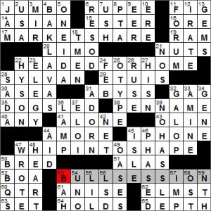 Los Angeles Times crossword puzzle solution, 3 1 12
