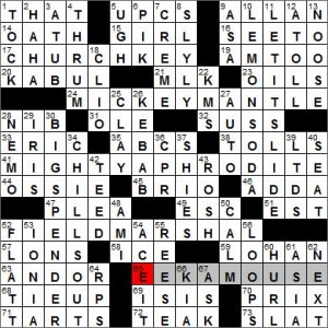 Los Angeles Times crossword puzzle solution, 3 13 2012