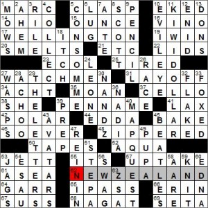 Los Angeles Times crossword puzzle solution, 3 15 12