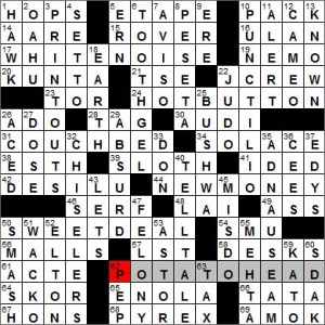 Los Angeles Times crossword solution, 5 1 12