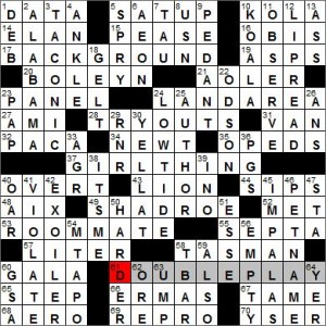 Los Angeles Times crossword solution, 6 21 12