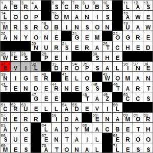 Los Angeles Times crossword solution, 9 25 12