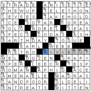Newsday crossword solution, 12 28 13 "Saturday Stumper" by Brad Wilber