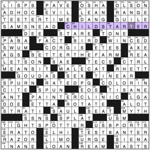 LA Times Sunday crossword solution, 12 29 13 "Interjection"