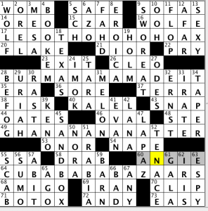 CrosSynergy / Washington Post crossword solution - 12/20/13