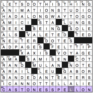 NY Times crossword answers, 1 31 14, no, 0131