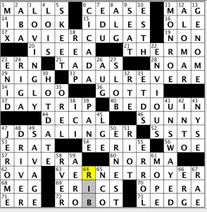 CrosSynergy / Washington Post crossword solution - 1/1/14