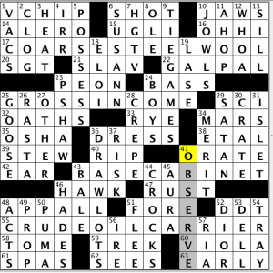 CrosSynergy / Washington Post crossword solution - 01/07/14
