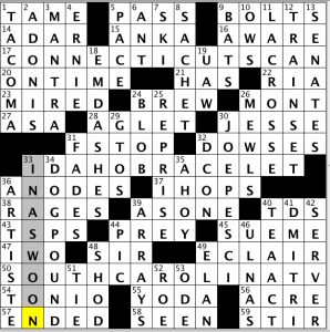 CrosSynergy / Washington Post crossword solution - 01/09/14