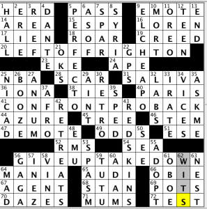 CrosSynergy / Washington Post crossword solution - 01/11/14