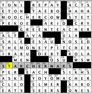 CrosSynergy / Washington Post crossword solution - 01/20/14