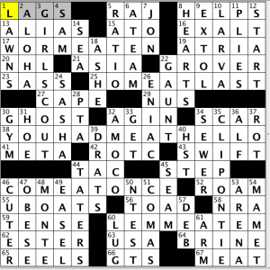 CrosSynergy / Washington Post crossword solution - 01/29/14