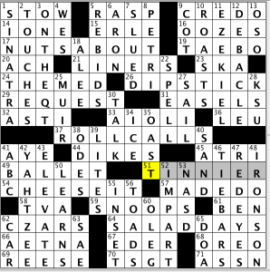 CrosSynergy / Washington Post crossword solution - 01/30/14