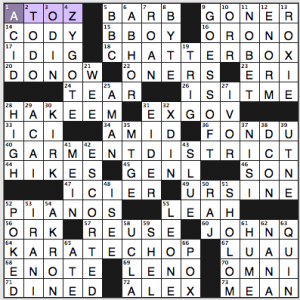 NY Times crossword solution, 2 18 14, no. 0218