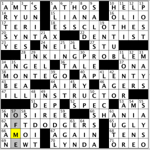 CrosSynergy / Washington Post crossword solution - 03/31/14