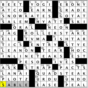 CrosSynergy / Washington Post crossword solution - 04/05/14