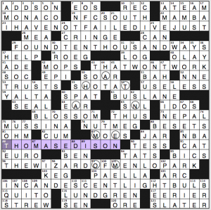 NY Times crossword solution, 3 23 14 "Bright Ideas"