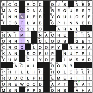 NY Times crossword solution, 3 26 14, no. 0326