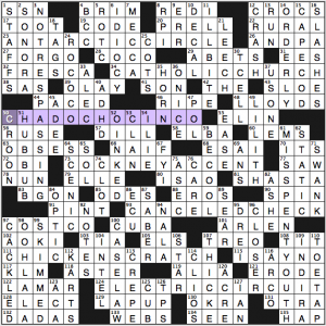 Sunday LA Times crossword solution, 3 16 14 "Foresees"
