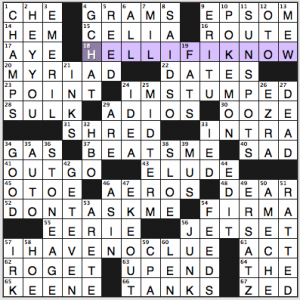 NY Times crossword solution, 3 5 14. no. 0305