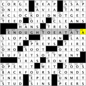 CrosSynergy / Washington Post crossword solution, 4 11 14 "Time Consuming"