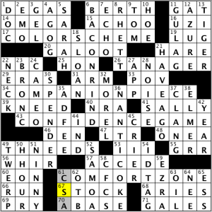 CrosSynergy/Washington Post crossword solution, 04.24.14: "Come Around!"