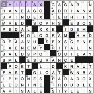 NY Times crossword solution, 4 25 14, no. 0425