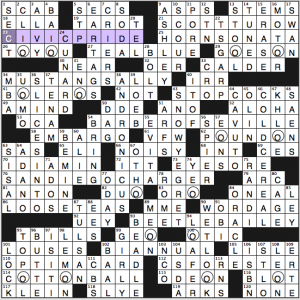 NY Times crossword solution, 4 20 14 "On Wheels"