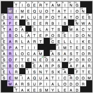 Fireball crossword answers, 4 1 14 "Cuckoo Crossword"