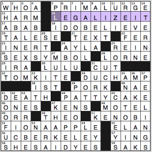 NY Times crossword solution, 4 5 14, no. 0405