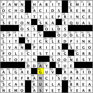 CrosSynergy/Washington Post crossword solution, 04.26.14: "Singular Singers"