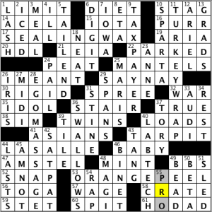CrosSynergy/Washington Post crossword solution, 04.28.14: "Spa Package"