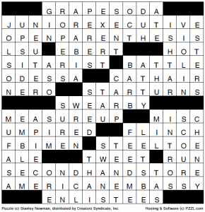 Newsday crossword solution, 5 31 14 "Saturday Stumper"