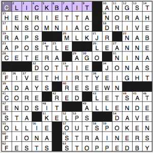 NY Times crossword solution, May 2 2014, no. 0502