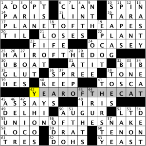 CrosSynergy/Washington Post crossword solution, 05.01.14: "Carnival of the Animals"