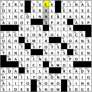 CrosSynergy/Washington Post crossword solution, 05.08.14: "What's In Your Wallet?"