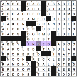 NY Times crossword solution, 6 26 14, no. 0626