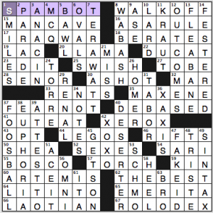NY Times crossword solution, 6 7 14, no, 0607