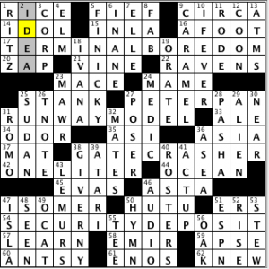 CrosSynergy/Washington Post crossword solution, 06.25.14: "Leaving on a Jet Plane"