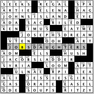CrosSynergy/Washington Post crossword solution, 06.28.14: "Those Were the Jays"