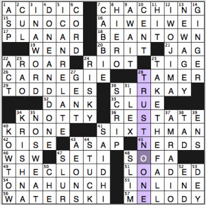 NY Times crossword solution, 8 1 14, no. 0801