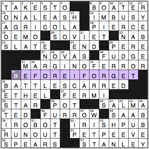 NY Times crossword solution, 7 4 14, no. 0704