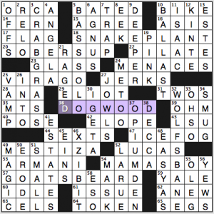 NY Times crossword solution, 7 29 14, no. 0729