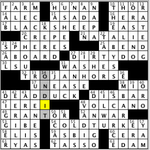 CrosSynergy/Washington Post crossword solution, 07.02.14: "Old MacDonald's Rejects"