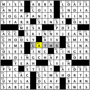 CrosSynergy/Washington Post crossword solution, 08.01.14: "Slacks Off"