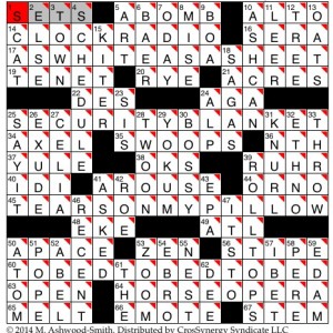 Washington Post/CrosSynergy crossword solution, 7 12 14 "Sweat Dreems"