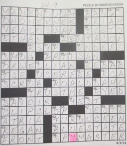 New York Times crossword solution, 08.02.14 (handwritten)